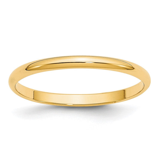 10k Yellow Gold 2mm Lightweight Half Round Wedding Band Size 4.5
