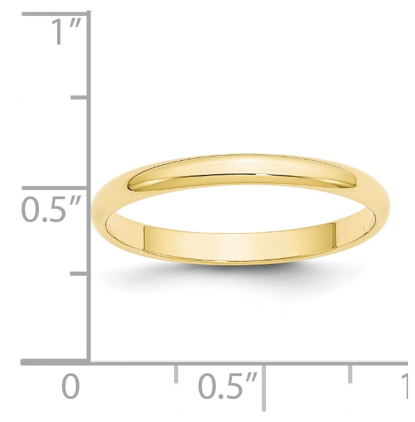 10k Yellow Or White Or Rose Gold Lightweight Half Round Wedding Band