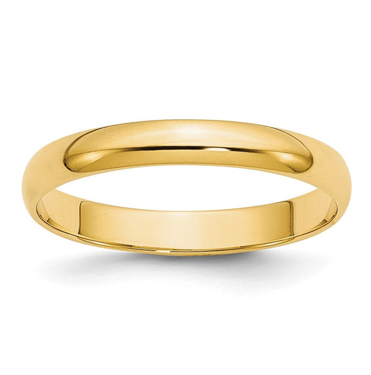 10k Yellow Gold 3mm Lightweight Half Round Wedding Band Size 4.5