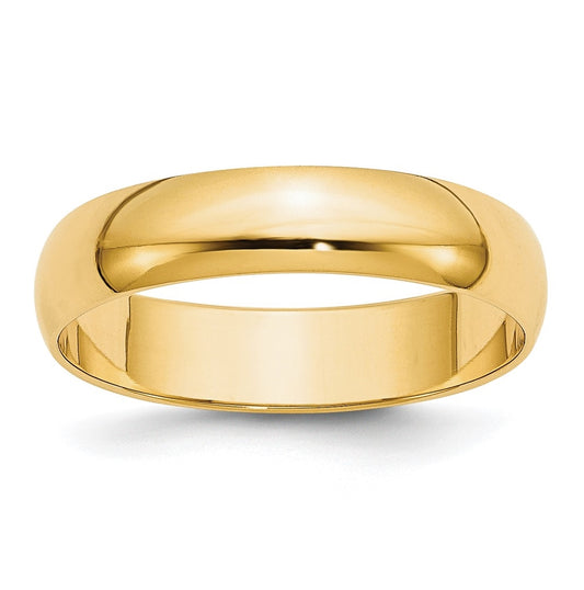 10k Yellow Gold 5mm Lightweight Half Round Wedding Band Size 5