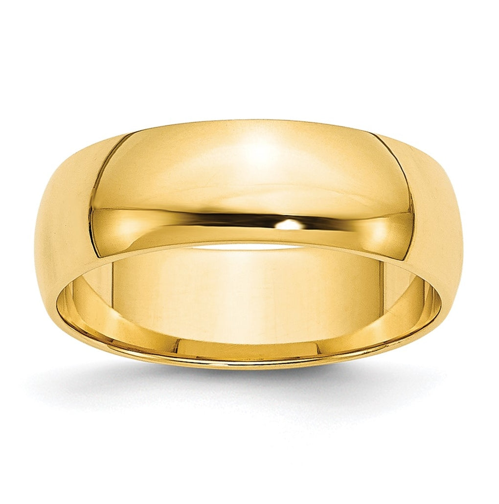 10k Yellow Or White Or Rose Gold Lightweight Half Round Wedding Band