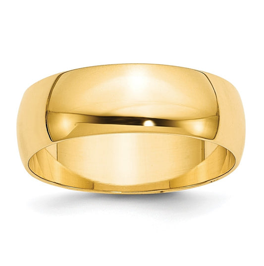 10k Yellow Gold 7mm Lightweight Half Round Wedding Band Size 5