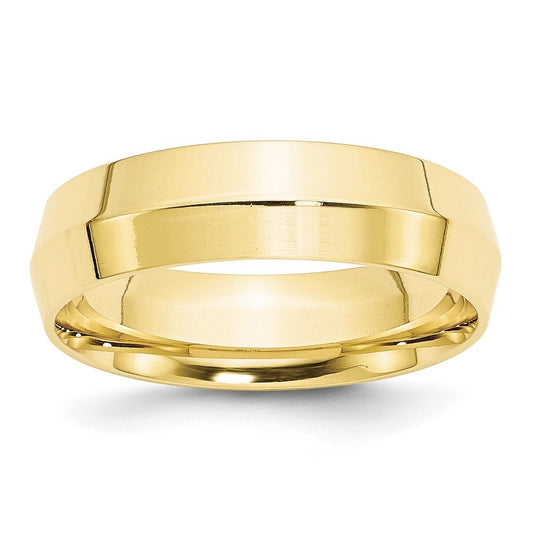 10k Yellow Gold 6mm Knife Edge Comfort Fit Wedding Band Size 4.5