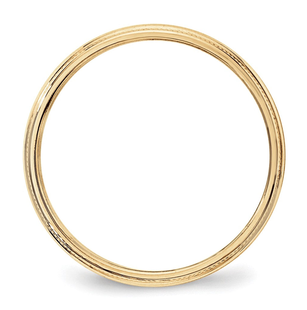 10k Yellow Or White Or Rose Gold Milgrain Half Round Wedding Band