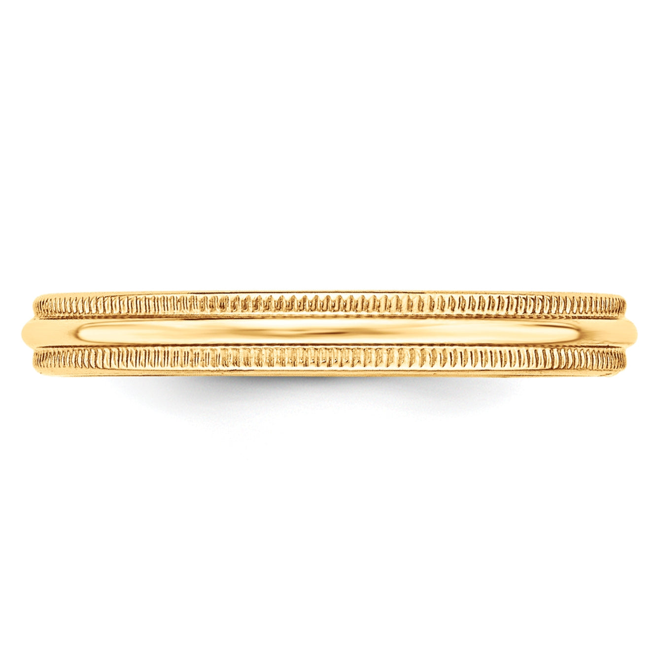 10k Yellow Or White Or Rose Gold Milgrain Half Round Wedding Band