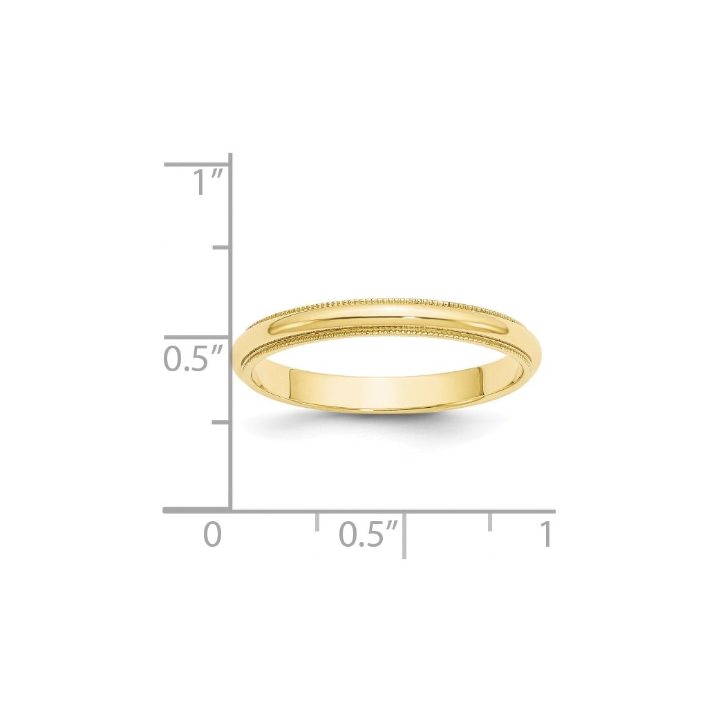 10k Yellow Or White Or Rose Gold Milgrain Half Round Wedding Band