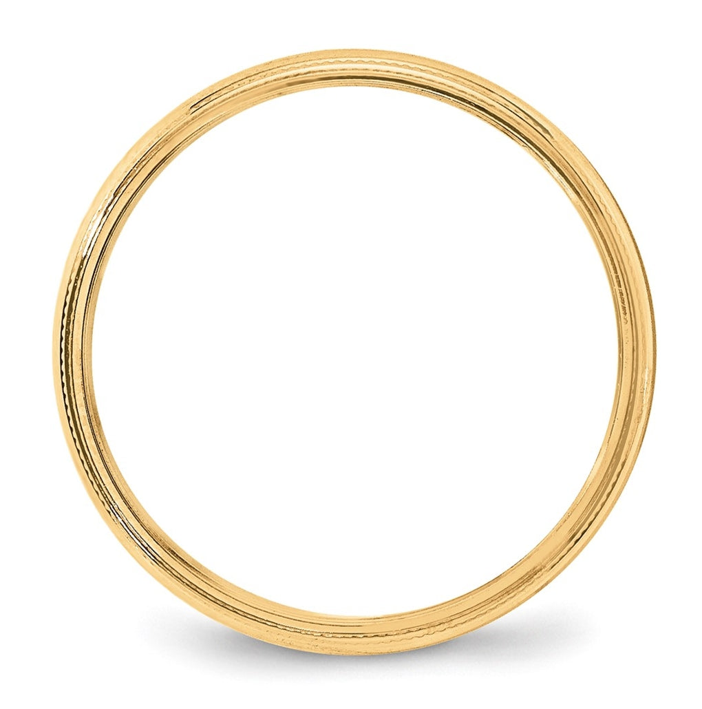10k Yellow Or White Or Rose Gold Milgrain Half Round Wedding Band