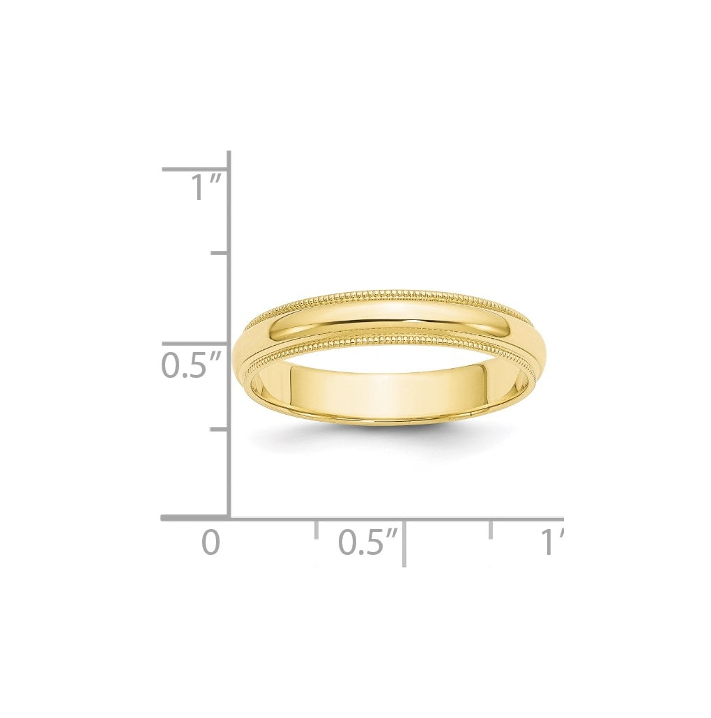 10k Yellow Or White Or Rose Gold Milgrain Half Round Wedding Band