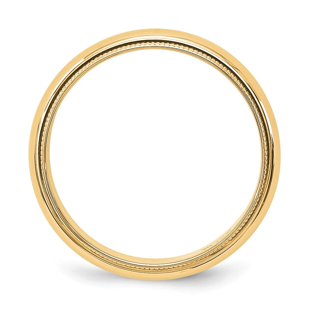 10k Yellow Or White Or Rose Gold Milgrain Half Round Wedding Band