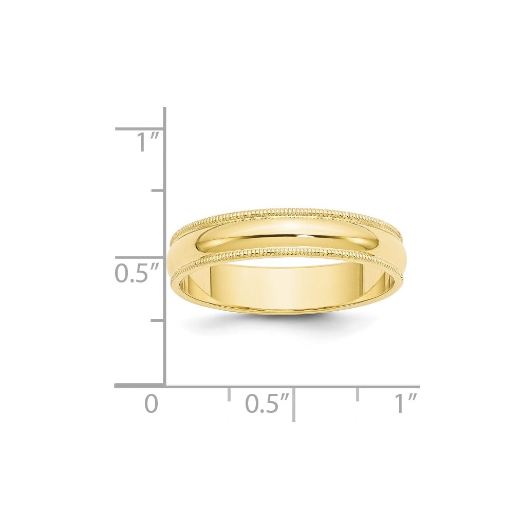 10k Yellow Or White Or Rose Gold Milgrain Half Round Wedding Band