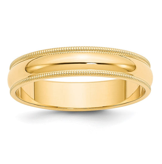 10k Yellow Gold 5mm Milgrain Half Round Wedding Band Size 4.5