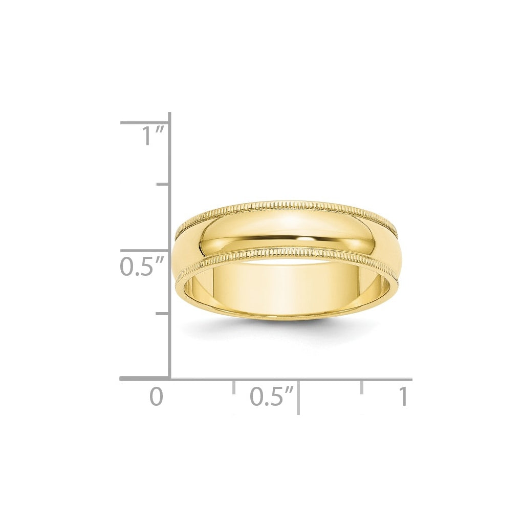 10k Yellow Or White Or Rose Gold Milgrain Half Round Wedding Band