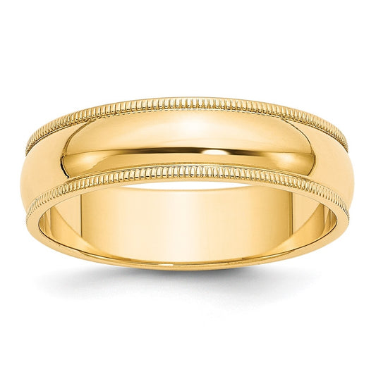 10k Yellow Gold 6mm Milgrain Half Round Wedding Band Size 4.5