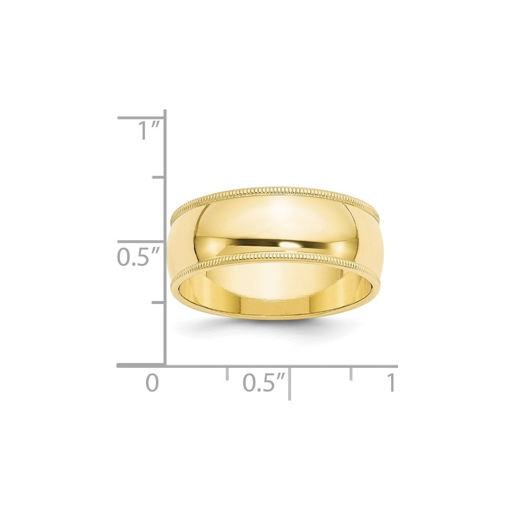10k Yellow Or White Or Rose Gold Milgrain Half Round Wedding Band