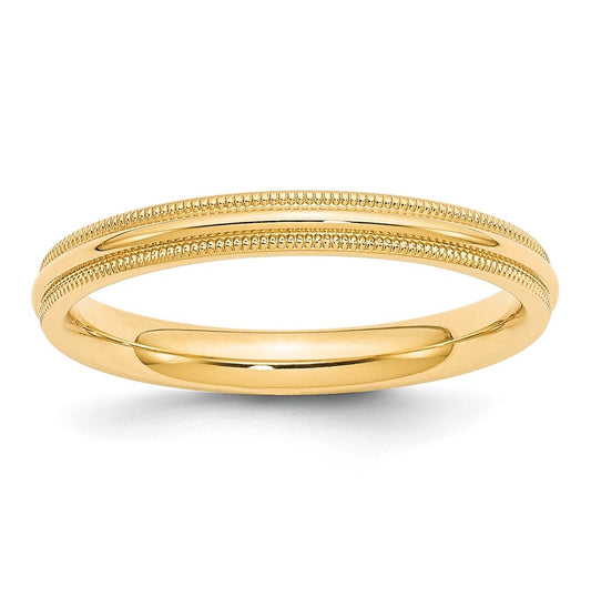 10k Yellow Or White Gold Milgrain Half Round Comfort Fit Wedding Band