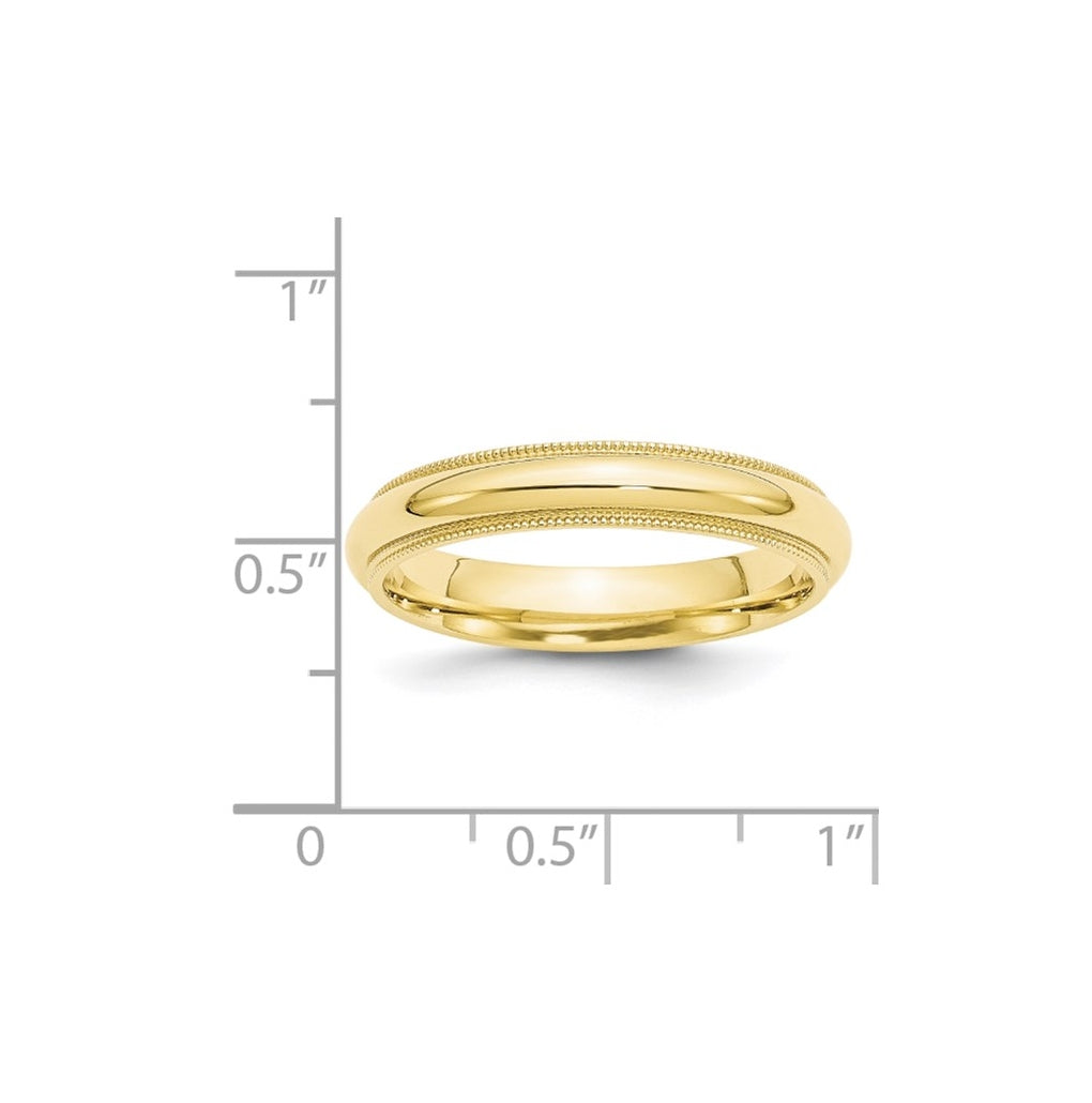 10k Yellow Or White Gold Milgrain Half Round Comfort Fit Wedding Band
