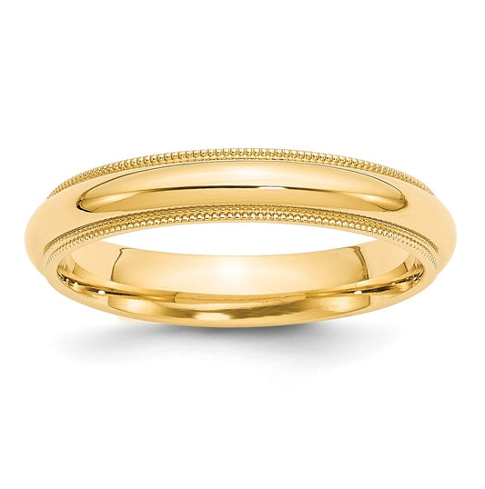 10k Yellow Gold 4mm Milgrain Half Round Comfort Fit Wedding Band Size 5