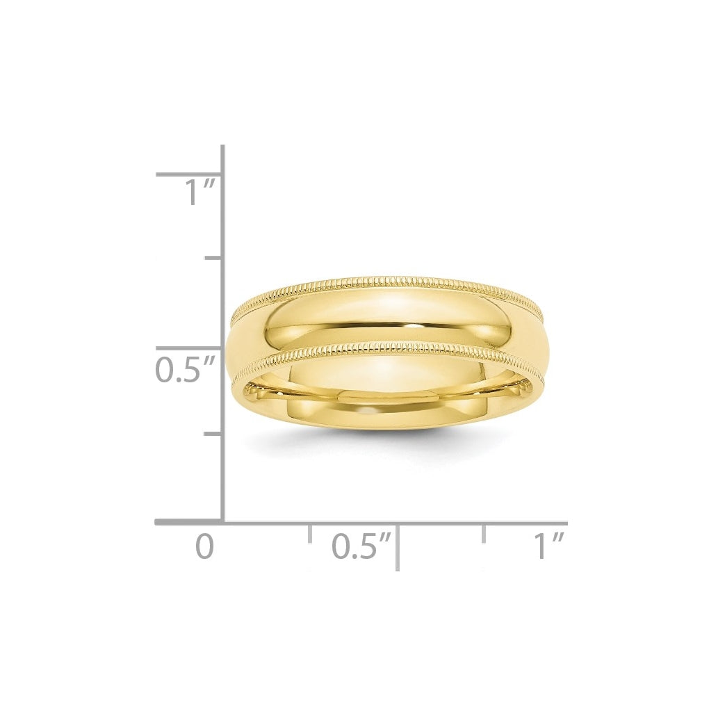 10k Yellow Or White Gold Milgrain Half Round Comfort Fit Wedding Band