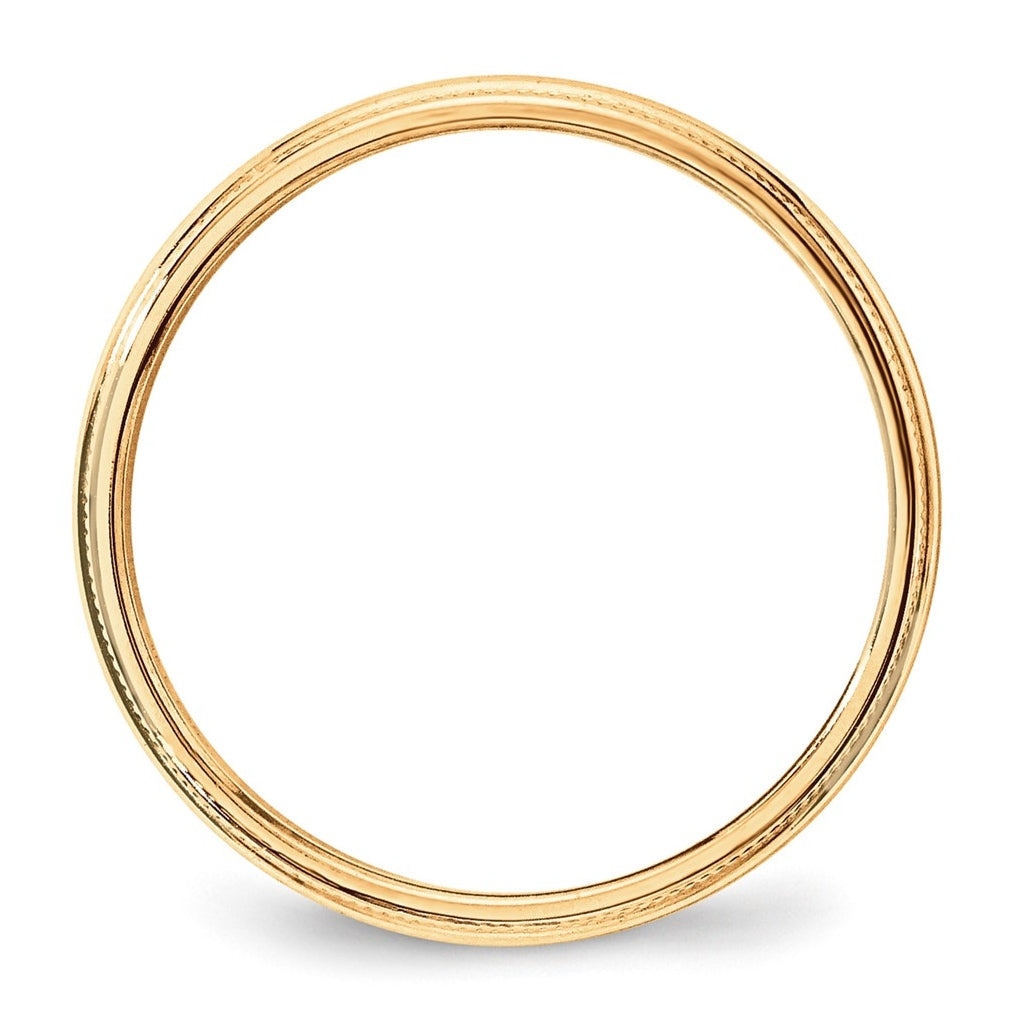 10k Yellow Or White Or Rose Gold Lightweight Milgrain Half Round Wedding Band