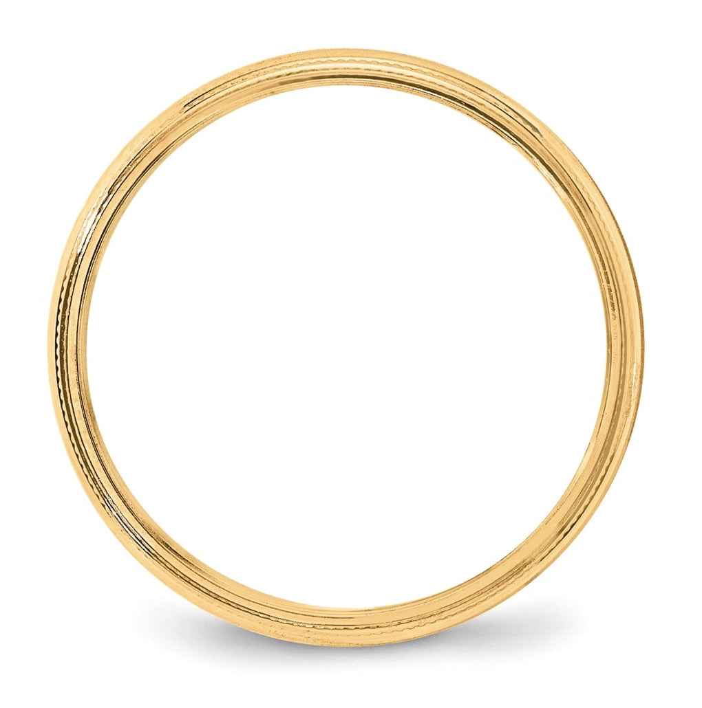 10k Yellow Or White Or Rose Gold Lightweight Milgrain Half Round Wedding Band