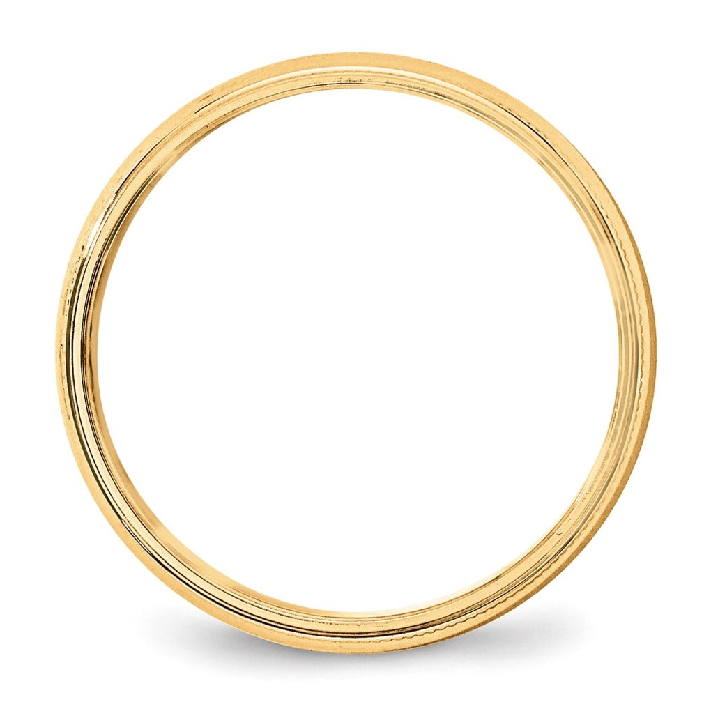 10k Yellow Or White Or Rose Gold Lightweight Milgrain Half Round Wedding Band