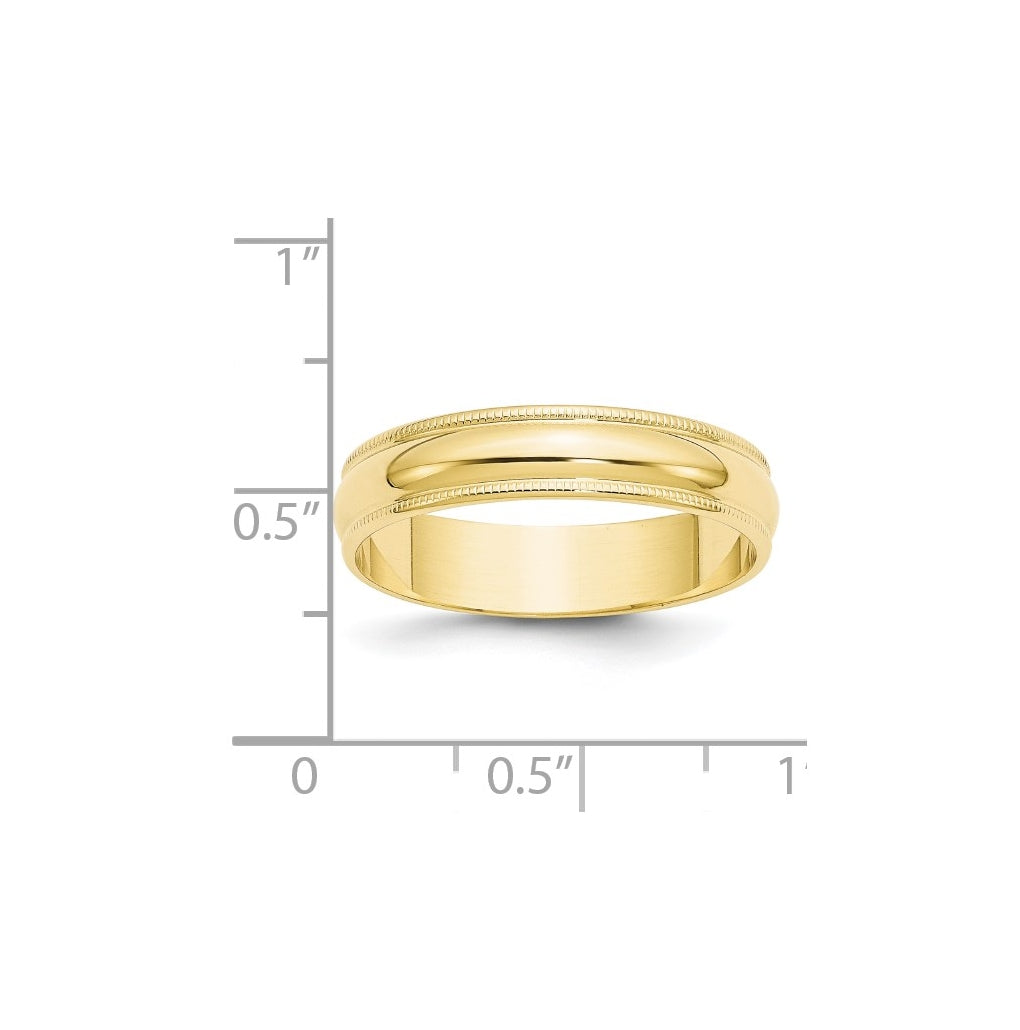 10k Yellow Or White Or Rose Gold Lightweight Milgrain Half Round Wedding Band