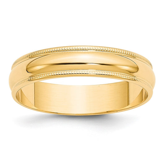 10k Yellow Gold 5mm Lightweight Milgrain Half Round Wedding Band Size 5