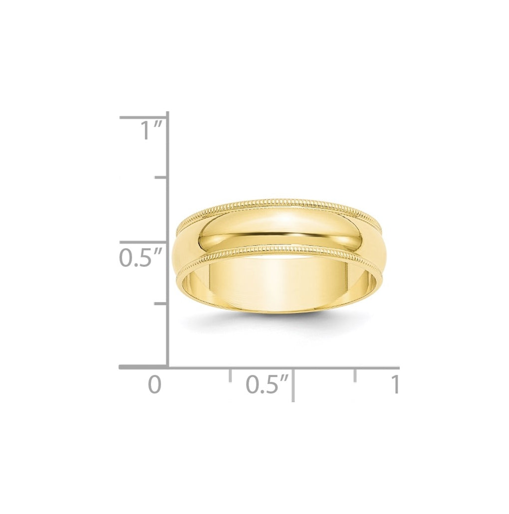 10k Yellow Or White Or Rose Gold Lightweight Milgrain Half Round Wedding Band