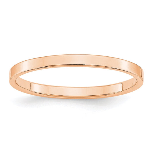 10k Rose Gold 2mm Lightweight Flat Wedding Band Size 5.5