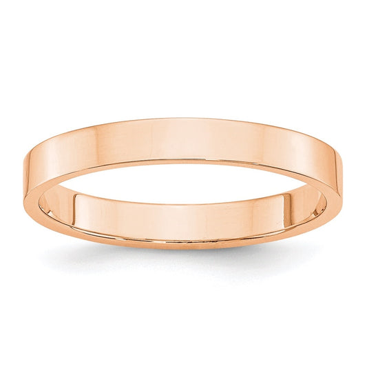 10k Rose Gold 3mm Lightweight Flat Wedding Band Size 4.5