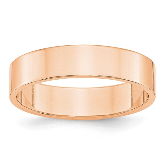 10k Rose Gold 5mm Lightweight Flat Wedding Band Size 5