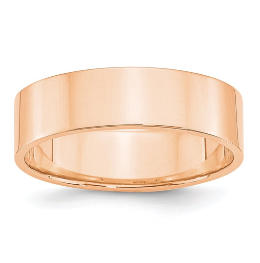 10k Rose Gold 6mm Lightweight Flat Wedding Band Size 5