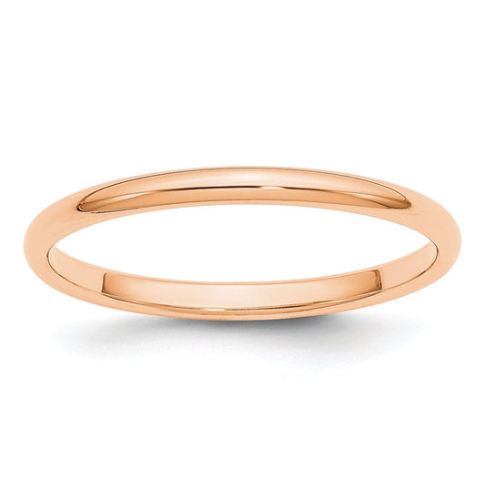 10k Rose Gold 2mm Half Round Wedding Band Size 4.5