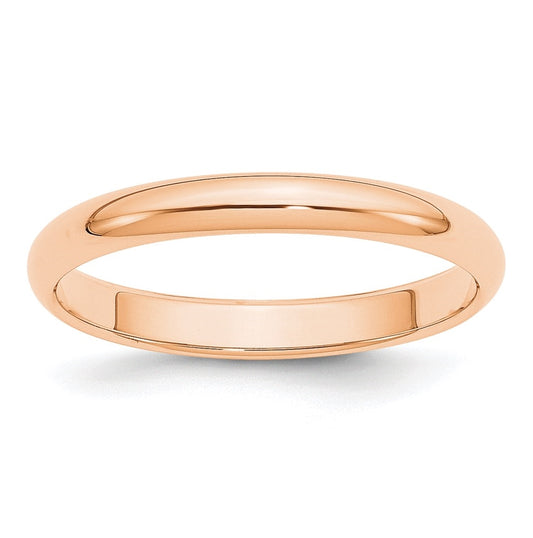 10k Rose Gold 3mm Half Round Wedding Band Size 4.5