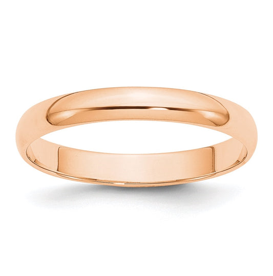 10k Rose Gold 3mm Lightweight Half Round Wedding Band Size 5.5