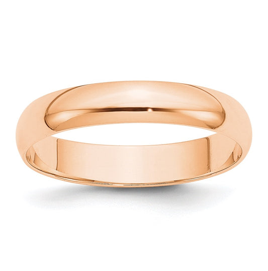 10k Rose Gold 4mm Lightweight Half Round Wedding Band Size 4.5