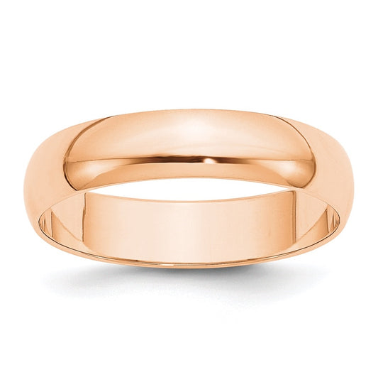 10k Rose Gold 5mm Lightweight Half Round Wedding Band Size 4.5