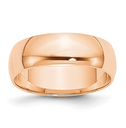10k Rose Gold 6mm Lightweight Half Round Wedding Band Size 4.5