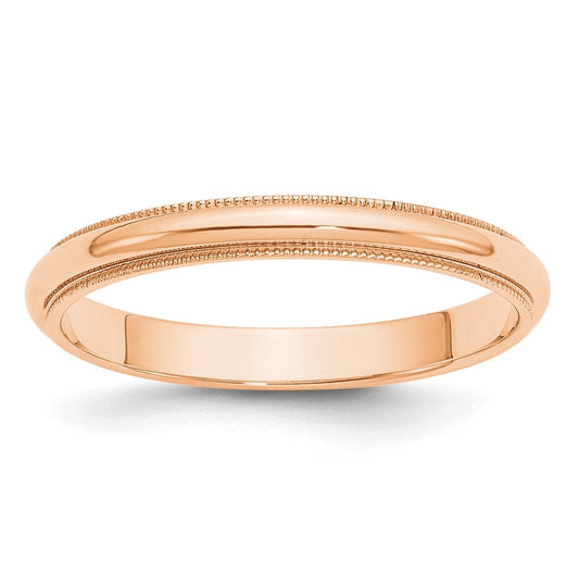10k Rose Gold 3mm Milgrain Half Round Wedding Band Size 5.5
