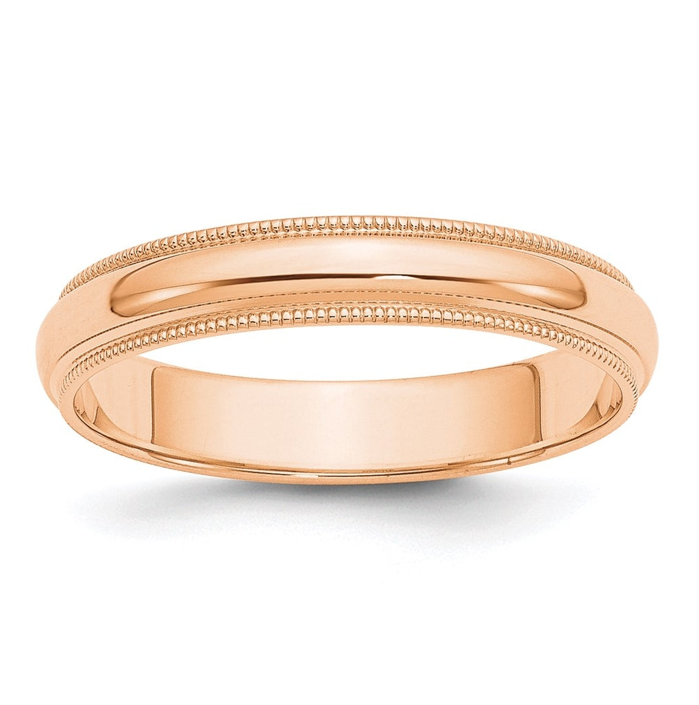 10k Yellow Or White Or Rose Gold Milgrain Half Round Wedding Band