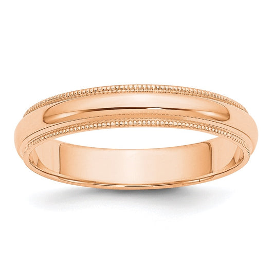 10k Rose Gold 4mm Milgrain Half Round Wedding Band Size 4.5
