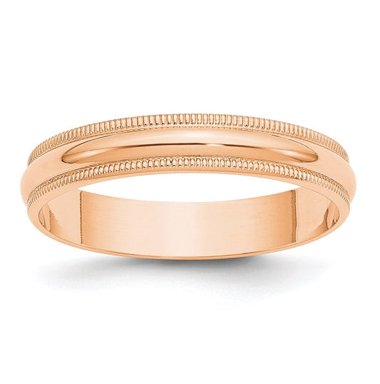 10k Rose Gold 4mm Lightweight Milgrain Half Round Wedding Band Size 4.5