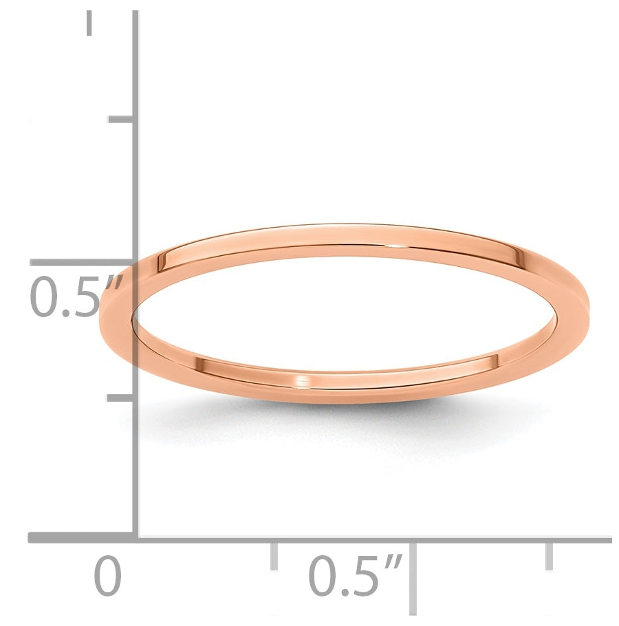 10K Rose Gold 1.2mm Flat Polished Stackable Band Size 5