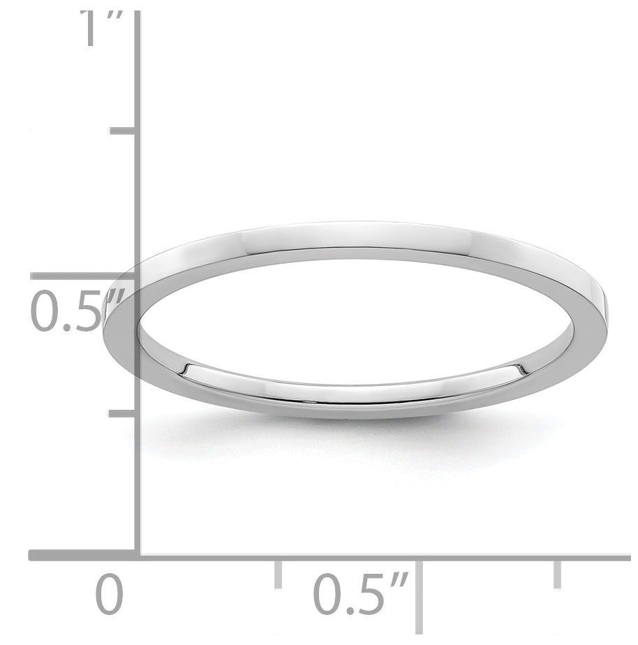 10K White Gold 1.2mm Flat Polished Stackable Band Size 4