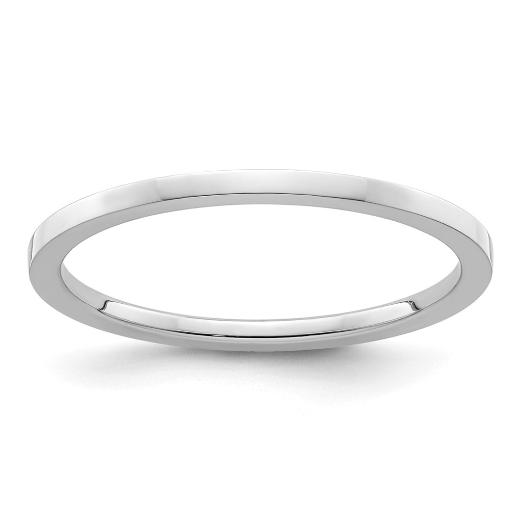 10K White Gold 1.2mm Flat Polished Stackable Band Size 5