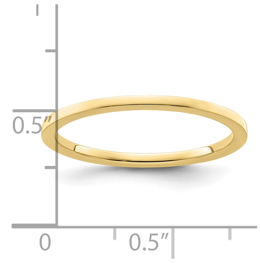 10K Yellow Gold 1.2mm Flat Polished Stackable Band Size 5