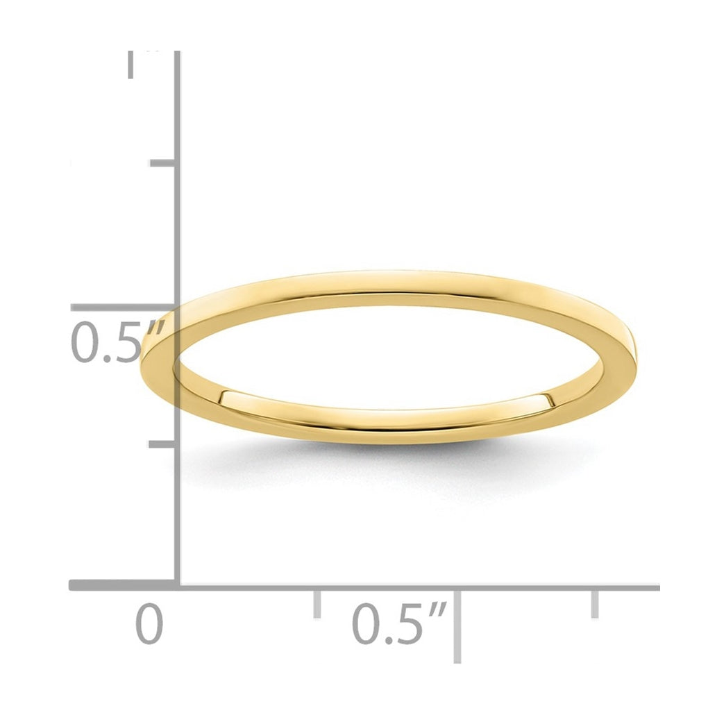 10k Yellow Or White Or Rose Gold 1.2mm Flat Polished Stackable Band