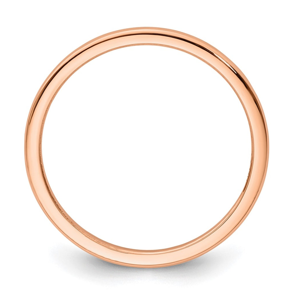 10K Yellow Or White Or Rose Gold Half Round Polished Stackable Band