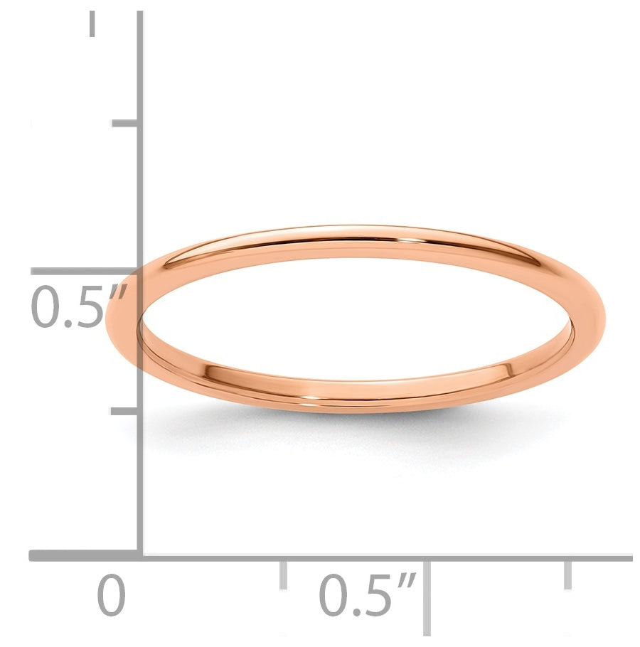10K Rose Gold 1.2mm Half Round Polished Stackable Band Size 5