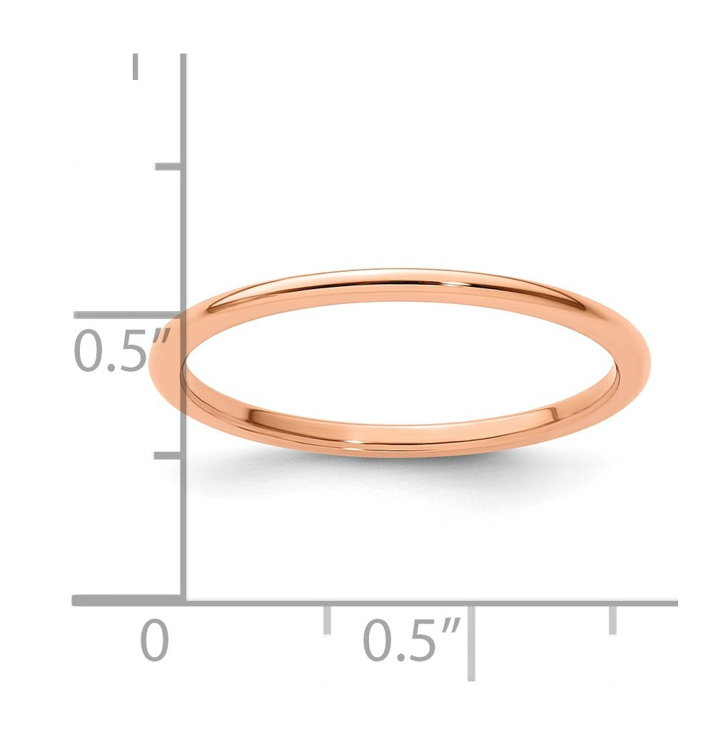 10K Yellow Or White Or Rose Gold Half Round Polished Stackable Band
